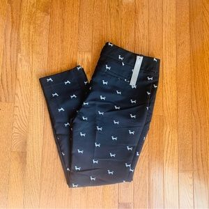 NWT Loft Marisa Size 6 Dress Pants dachshund dog Print Black and White
